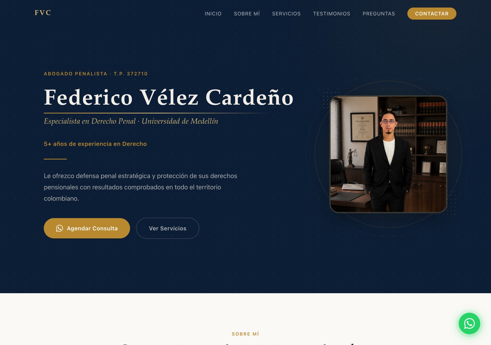 Federico Vélez Cardeño - Abogado penalista, landing page