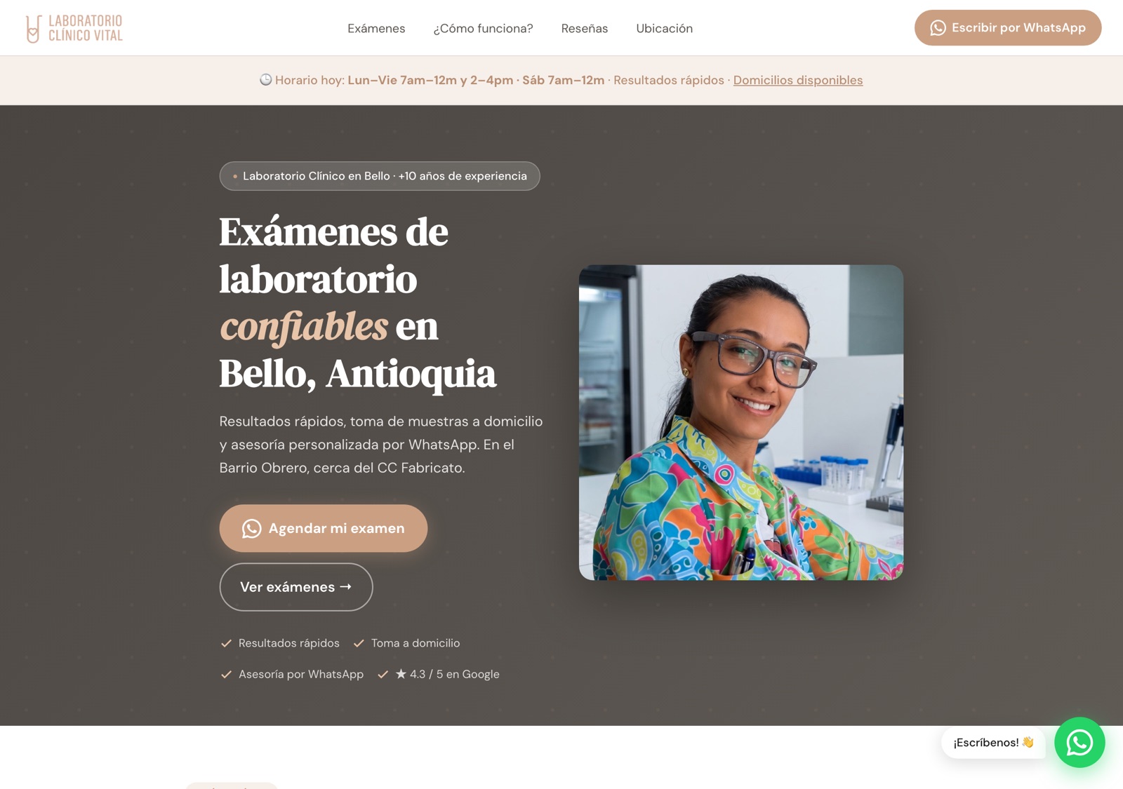 Laboratorio Clínico Vital - Landing page