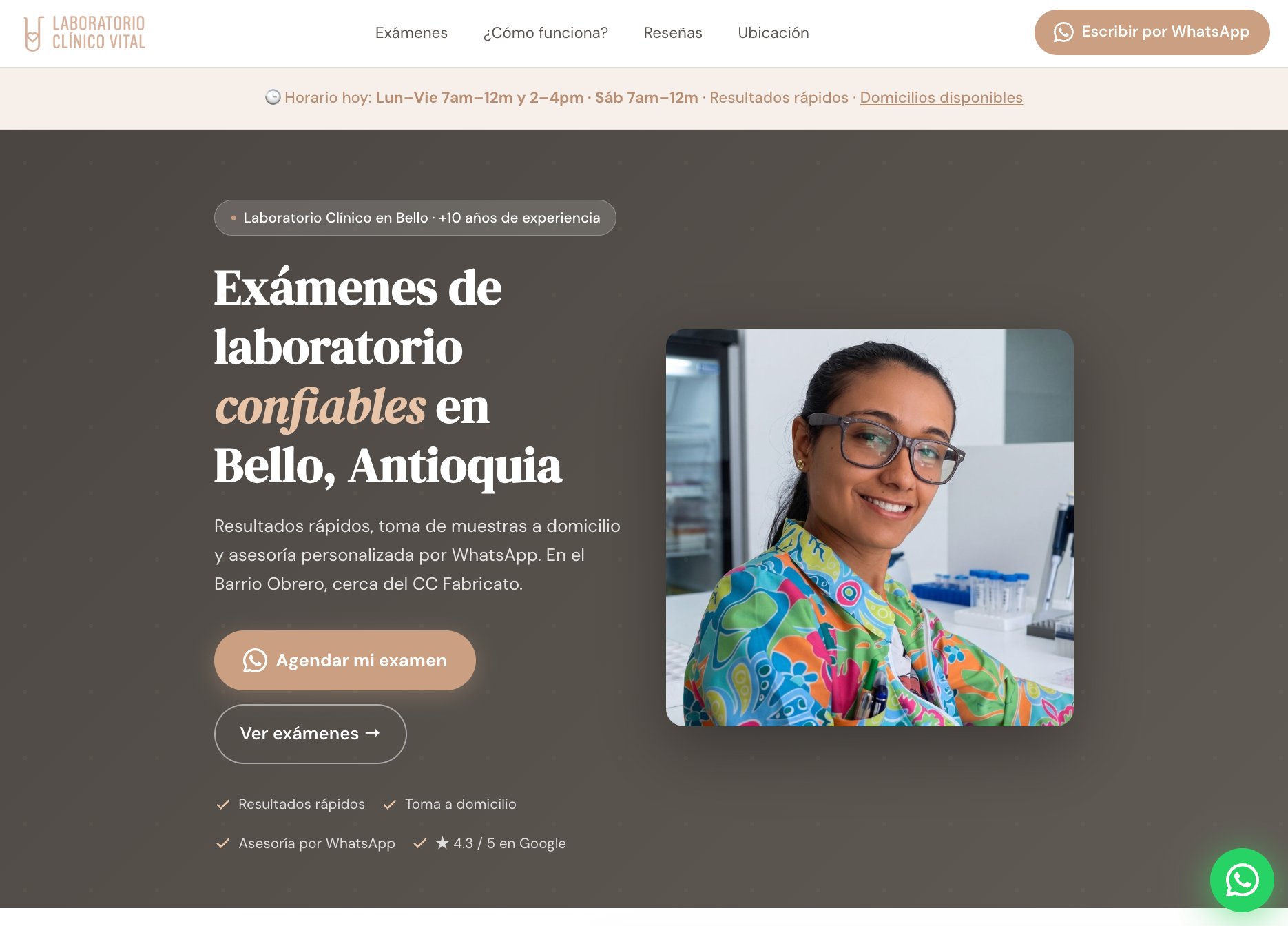 Laboratorio Clínico Vital - Landing page
